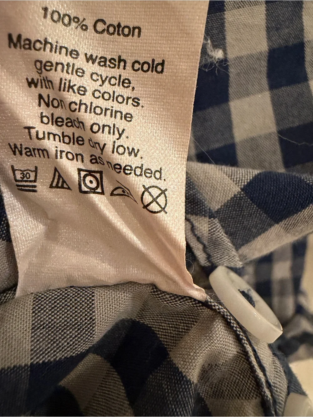 J.Crew Secret Wash Gingham Button Down Shirt Navy Blue White Slim Fit Men's M